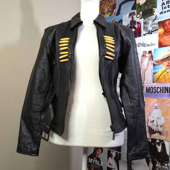 force leather Jackets & Blazers - Vintage Force Leather Motorcycle Jacket